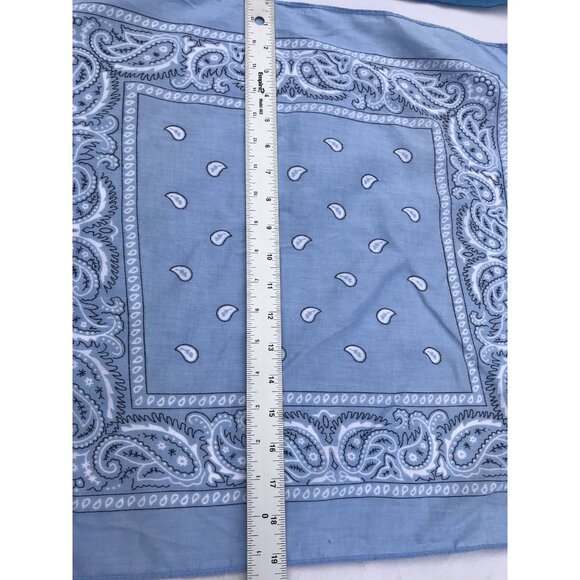 Vtg USA Hankie Bandana Handkerchief Western Rockabilly Kerchief Turquoise Blue - Picture 8 of 15